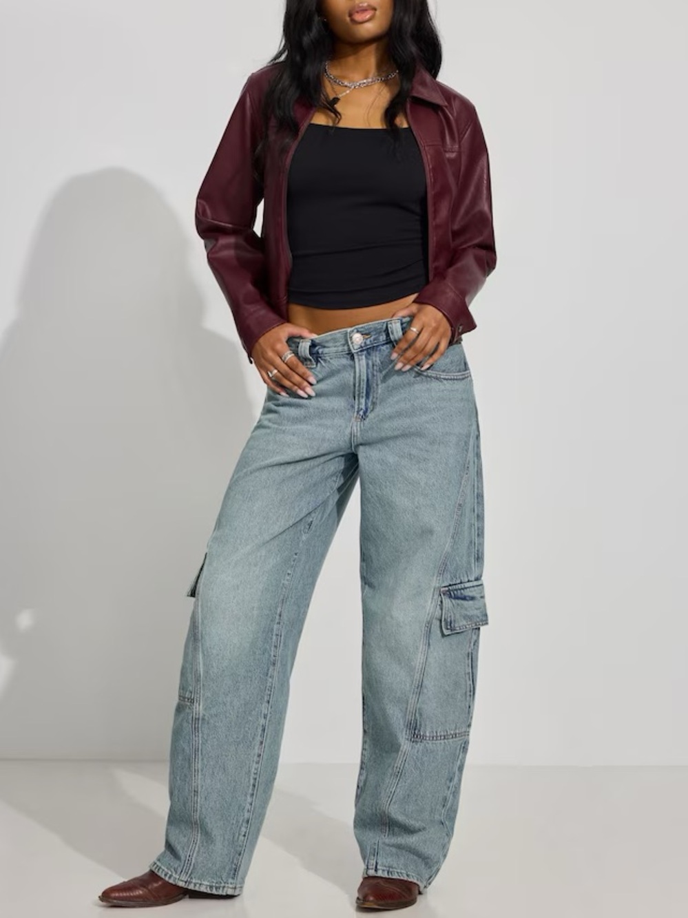 Garage Light Blue Wide Leg Cargo Jeans